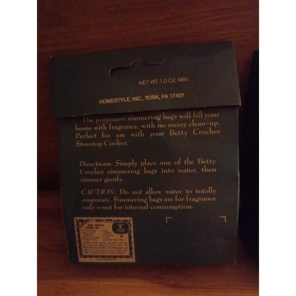 3 Boxes Betty Crocker  Potpourri Fragrance Simmering Bags 4 Per Box Vintage 1999